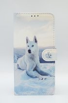 P.C.K. Hoesje/Boekhoesje/Bookcase wolf print geschikt voor Samsung Galaxy S21 MET Glasfolie