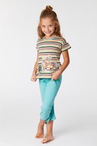 Woody pyjama meisjes/dames - multicolor gestreept - mandrill aap - 221-1-BSK-S/929 - maat 176