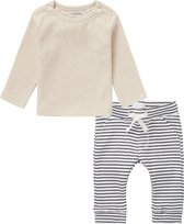 Noppies - Kledingset - 2delig - broek gestreept blauw met shirt oatmeal - Maat 74