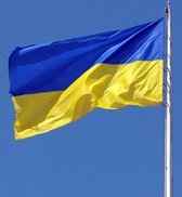 Mastvlag van Oekraïne - Flag of Ukraine - met band, koord en lus (225 x 150)