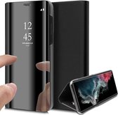 Hoesje geschikt voor Samsung Galaxy S22 Ultra - Book Case Spiegel Wallet Cover Hoes Zwart