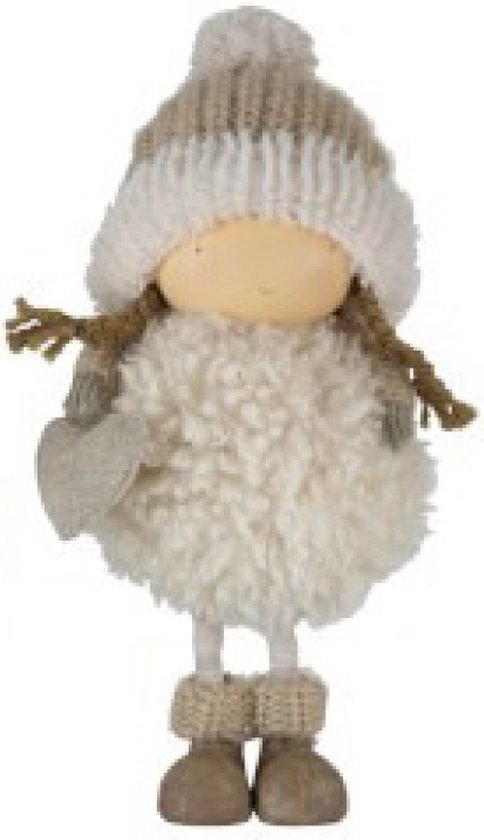 Meisje pop decoratie Kunststof met wol en gebreid 34 cm