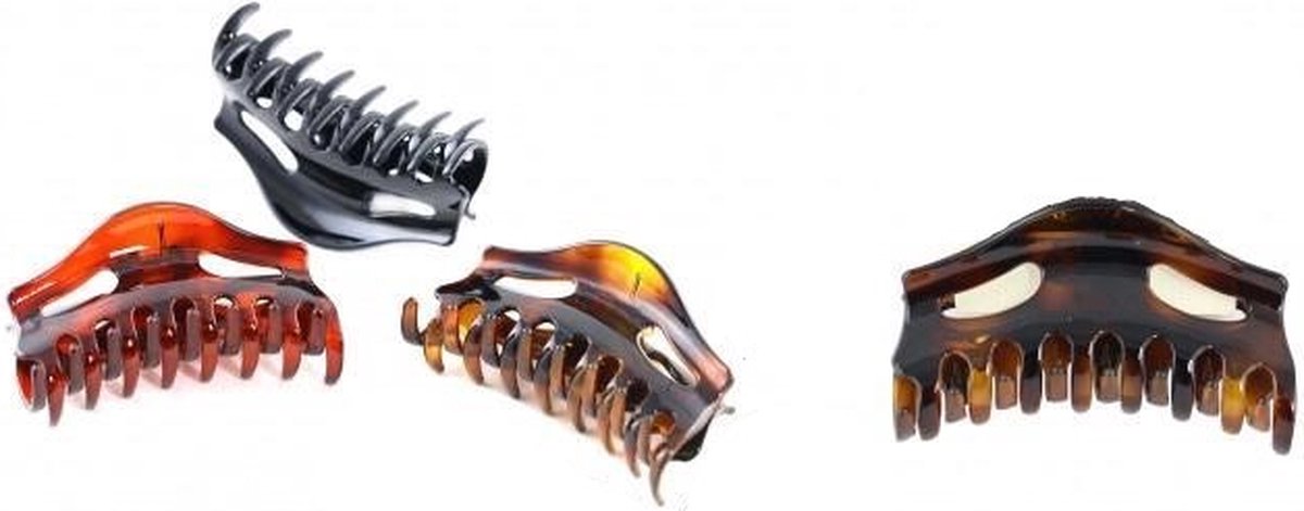 Haarklemmen - Haarspelden - Haarclip - 9 cm - Zwart - Bruin - Set 2 Stuks (034)