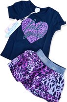 T-shirt en rok - Setje voor meisjes - Fuchsia - Feel Good - Panterprint