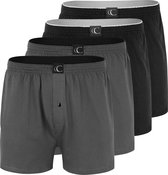 Clark Crown Wijde Boxershorts Heren 4-Pack Classics Multipack - XXL - Zwart/Grijs