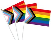 5 stuks - Progress pride - regenboog - vlaggetjes - zwaaivlaggetjes