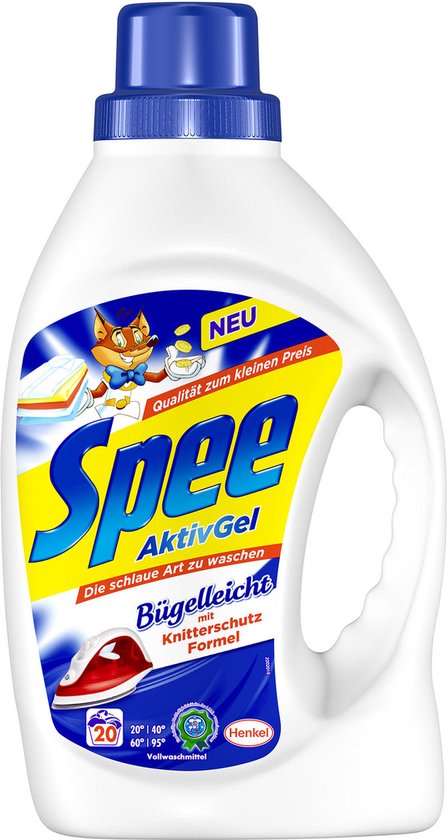 Henkel Spee Aktiv Gel strijkvrij vloeibaar wasmiddel voor zwaar gebruik 20  wasbeurten | bol