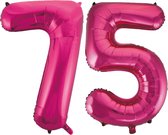 Folie cijfer ballonnen roze 75.