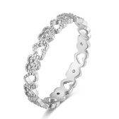 Twice As Nice Ring in zilver, hartjes, open, zirkonia  50