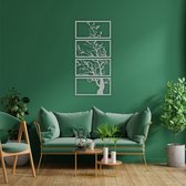 Wanddecoratie | Boom Van Leven / Tree of Life  | Metal - Wall Art | Muurdecoratie | Woonkamer |Zilver| 50x100cm