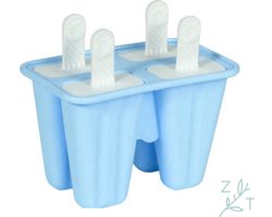 ZijTak - Ijsjesvorm - 4 stuks - Siliconen - Waterijs Vorm - Bakvorm - Fruitijs - Yoghurt ijs - Ijslolly - Frisco - Magnum mold - DIY Ijsjes - Zomer - Pastel blauw