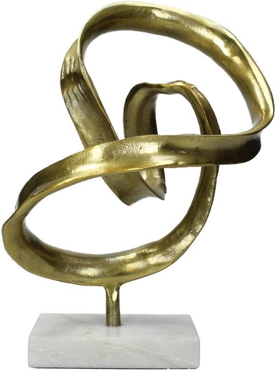 Label6 - Ornament Knot - Marmeren Voet - Gouden Woondeco - Aluminium - Goud - 25X20X34cm