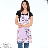 Tablier de cuisine Tulipa avec serviette violette |  boulangerie | Tablier de cuisine - 55 x 75cm | Serviette - 30 x 50 | Tablier de cuisine dames | Tablier de cuisine pour femme | Coton