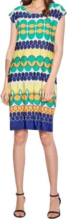 Dames Jurk - Groen - Geel - Blauw - Maat XXL (2650)