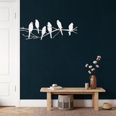 Wanddecoratie | Vogels / Birds decor | Metal - Wall Art | Muurdecoratie | Woonkamer |Wit| 45x16cm
