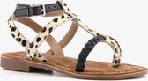 Groot leren meisjes sandalen met luipaardprint - Zwart - Maat 34 - Echt leer