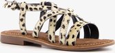 Groot leren meisjes sandalen met luipaardprint - Beige - Maat 34 - Echt leer