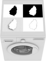 Wasmachine beschermer mat - Vier zwart-wit illustraties van Saint Lucia - Breedte 55 cm x hoogte 45 cm