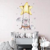 Merkloos - muursticker - konijn op schommel- kinderkamer inspiratie - wanddecoratie
