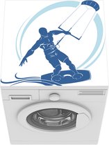 Wasmachine beschermer mat - een kitesurfer in het blauw - Breedte 60 cm x hoogte 60 cm