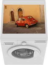 Wasmachine beschermer mat - Rode klassieke auto voor gebouw - Breedte 55 cm x hoogte 45 cm