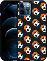 iPhone 12 Pro Max Hoesje Zwart Soccer Ball Orange Shadow - Designed by Cazy
