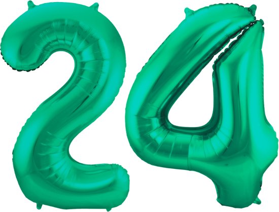 Folieballon 24 jaar metallic groen 86cm