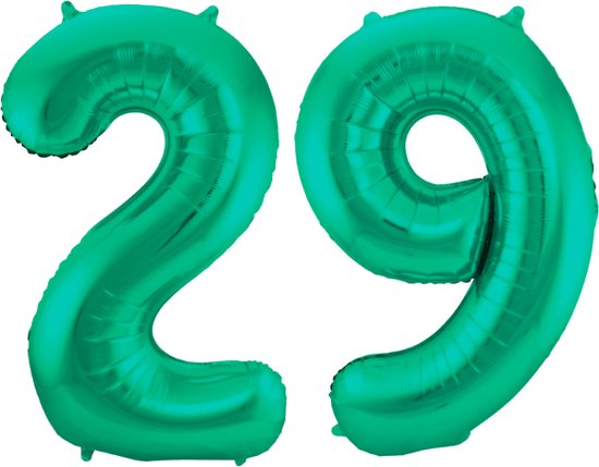 Folieballon 29 jaar metallic groen 86cm