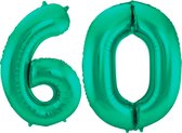 Folieballon 60 jaar metallic groen 86cm