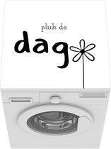 Wasmachine beschermer mat - Carpe diem - Spreuk - Bloemen - Breedte 60 cm x hoogte 60 cm