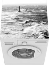 Wasmachine beschermer mat - Vuurtoren - Zee - Wit - Breedte 60 cm x hoogte 60 cm