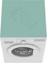 Wasmachine beschermer mat - Koppel - Liefde - Line art - Breedte 60 cm x hoogte 60 cm