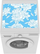 Wasmachine beschermer mat - Rozen - Blauw - Patroon - Breedte 55 cm x hoogte 45 cm