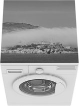 Wasmachine beschermer mat - Alcatraz - Mist - Zwart - Wit - Breedte 60 cm x hoogte 60 cm