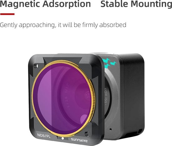 50CAL Actioncam camera lens filters set - geschikt voor DJI Action 2 - ND4/PL + ND8/PL + ND16/PL + ND32/PL - Merkloos