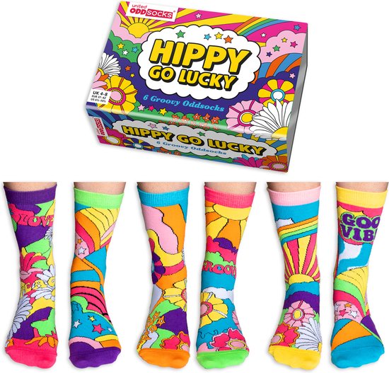 Oddsocks Hippy Lot de chaussettes pour femme dépareillées 37-42