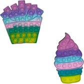 Pop IT - Fidget toys pakket - 2 in 1 - Snackbar pop it - Friet en ijsvorm pop its - friemelspeelgoed - anti stress speelgoed