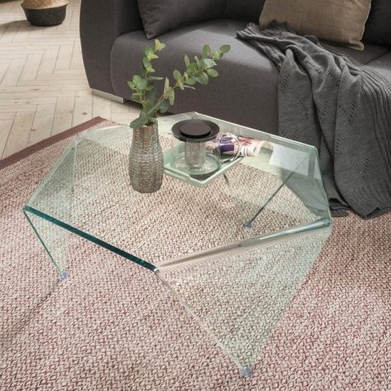 Table Basse Design en Verres Diamant Transparent 90 cm | bol