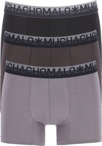 Muchachomalo heren boxershorts (3-pack) - cotton solid - zwart en grijs - Maat: M