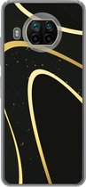 Geschikt voor Xiaomi Mi 10T Lite 5G hoesje - Gouden golven op een zwarte achtergrond - Siliconen Telefoonhoesje