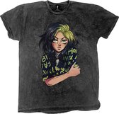 Billie Eilish Heren Tshirt -S- Anime Billie Zwart