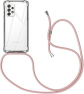 Samsung A53 Hoesje - Samsung Galaxy A53 hoesje transparant met rosé koord shock proof case
