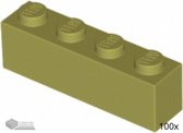 Lego Bouwsteen 1 x 4, 3010 Olijfgroen 100 stuks