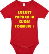 Rompertjes baby - papa en ik kijken formule 1- baby kleding met tekst - kraamcadeau jongen - maat 56 rood