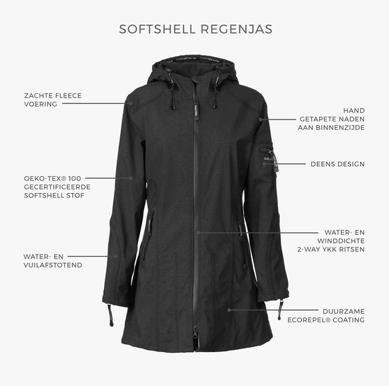 Regenjas Dames - Ilse Jacobsen Raincoat RAIN37L Black - Maat 40 - Ilse Jacobsen