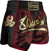 8 WEAPONS Muay Thai Short Sak Yant Naga Zwart Rood maat M