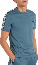 Fred Perry Taped Ringer regular fit T-shirt M6347 - korte mouw O-hals - blauw -  Maat: S