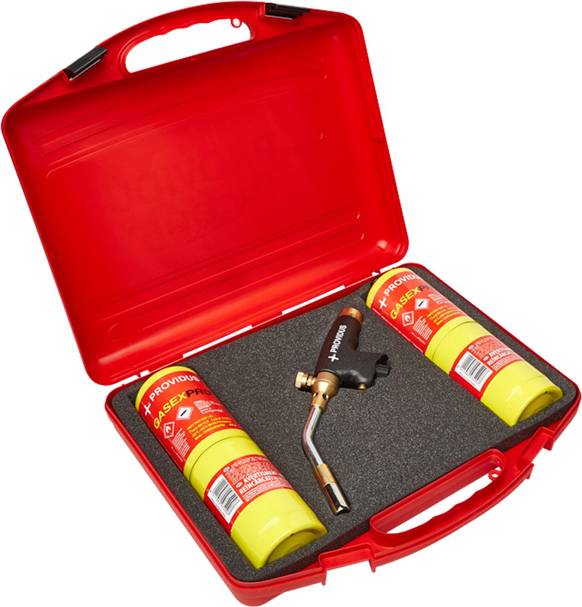 Providus handbrander kofferset inclusief hardsoldeerbrander en 2 wegwerpcilinders - solderen / heetstoken / krimpen - Extra hete vlam door speciaal gas