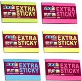 Stick'n Extra Sticky Notes - 6-pack - 76x127mm - 90 memoblaadjes per blok