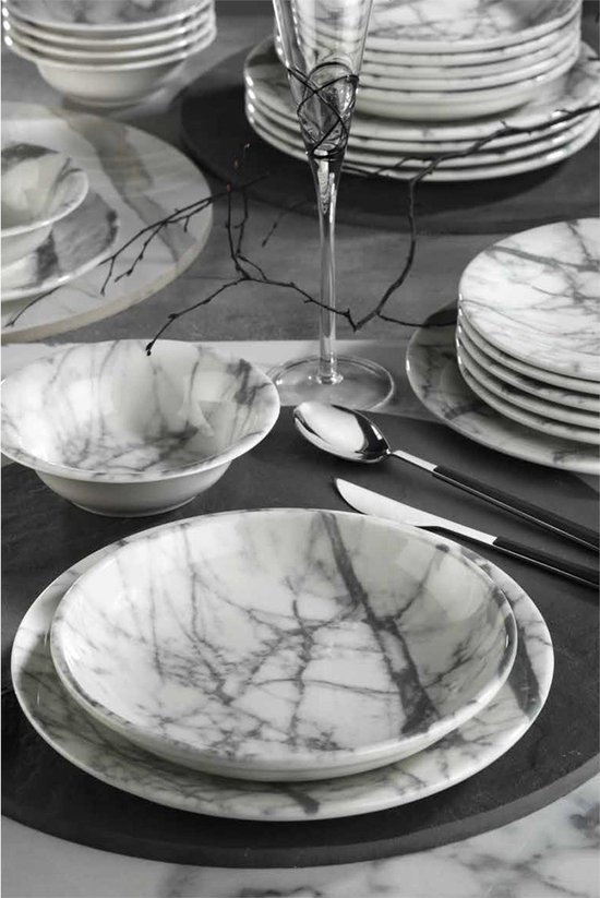 Service de vaisselle en marbre nano marbre porcelaine Kutahya (24 pièces) 6  personnes... | bol.com